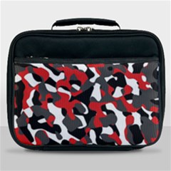 Black Red White Camouflage Pattern Lunch Bag by SpinnyChairDesigns