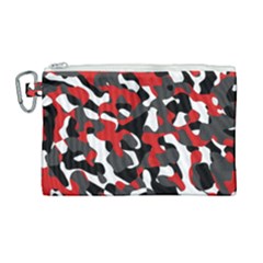 Black Red White Camouflage Pattern Canvas Cosmetic Bag (large) by SpinnyChairDesigns