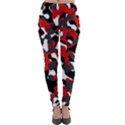 Black Red White Camouflage Pattern Lightweight Velour Leggings View1