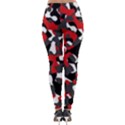 Black Red White Camouflage Pattern Lightweight Velour Leggings View2