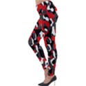 Black Red White Camouflage Pattern Lightweight Velour Leggings View3