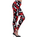 Black Red White Camouflage Pattern Lightweight Velour Leggings View4