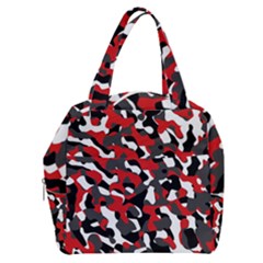 Black Red White Camouflage Pattern Boxy Hand Bag by SpinnyChairDesigns