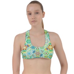 Bright Mosaic Criss Cross Racerback Sports Bra by ibelieveimages