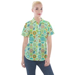 Bright Mosaic Women s Short Sleeve Pocket Shirt