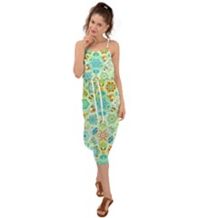 Bright Mosaic Waist Tie Cover Up Chiffon Dress by ibelieveimages