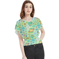 Bright Mosaic Butterfly Chiffon Blouse