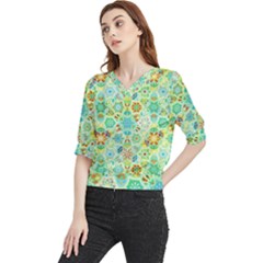 Bright Mosaic Quarter Sleeve Blouse