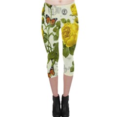 Yellow Roses Capri Leggings 