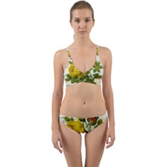 Yellow Roses Wrap Around Bikini Set