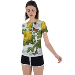 Yellow Roses Back Circle Cutout Sports Tee