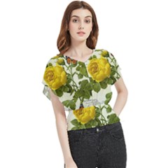 Yellow Roses Butterfly Chiffon Blouse