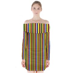 Bright Serape Long Sleeve Off Shoulder Dress by ibelieveimages