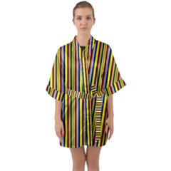 Bright Serape Half Sleeve Satin Kimono  by ibelieveimages