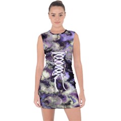 Purple Yellow Marble Lace Up Front Bodycon Dress by ibelieveimages