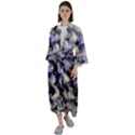 Purple Yellow Marble Maxi Satin Kimono View1