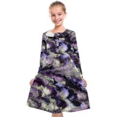 Purple Yellow Marble Kids  Midi Sailor Dress