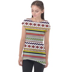 Bright Tribal Cap Sleeve High Low Top