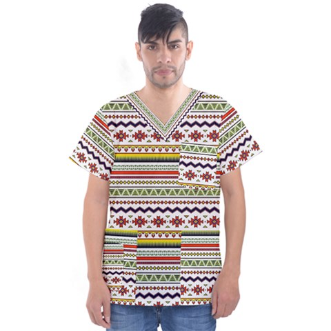 Bright Tribal Men s V-neck Scrub Top by ibelieveimages