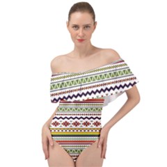 Bright Tribal Off Shoulder Velour Bodysuit 