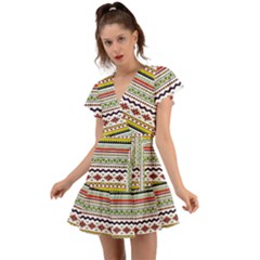 Bright Tribal Flutter Sleeve Wrap Dress by ibelieveimages