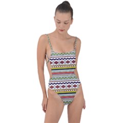 Bright Tribal Tie Strap One Piece Swimsuit by ibelieveimages