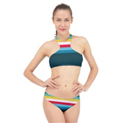 Sea Water High Neck Bikini Set by tmsartbazaar