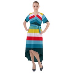 Sea Water Front Wrap High Low Dress by tmsartbazaar