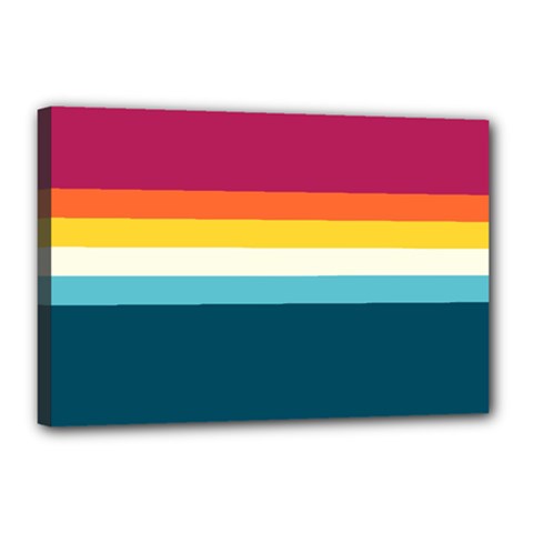 70s Vintage Stripes Canvas 18  X 12  (stretched) by tmsartbazaar