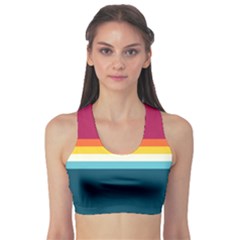 70s Vintage Stripes Sports Bra by tmsartbazaar