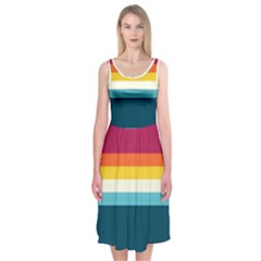 70s Vintage Stripes Midi Sleeveless Dress by tmsartbazaar