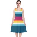 70s Vintage Stripes V-Neck Midi Sleeveless Dress  View1