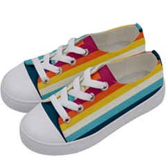 70s Vintage Stripes Kids  Low Top Canvas Sneakers by tmsartbazaar