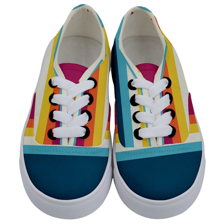 70s Vintage Stripes Kids  Classic Low Top Sneakers