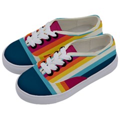 70s Vintage Stripes Kids  Classic Low Top Sneakers by tmsartbazaar