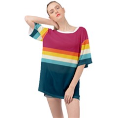 70s Vintage Stripes Oversized Chiffon Top by tmsartbazaar