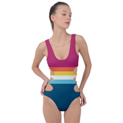 70s Vintage Stripes Side Cut Out Swimsuit by tmsartbazaar