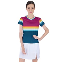 70s Vintage Stripes Women s Sports Top by tmsartbazaar