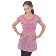 Cat With Violin Pattern Puff Sleeve Tunic Top by sifis