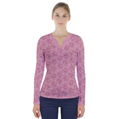 Cat With Violin Pattern V-neck Long Sleeve Top by sifis