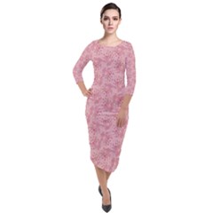 Cat With Violin Pattern Quarter Sleeve Midi Velour Bodycon Dress by sifis