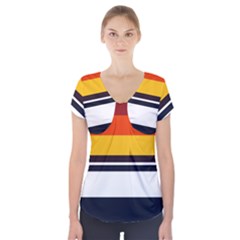 Retro Sunset Short Sleeve Front Detail Top by tmsartbazaar