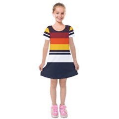 Retro Sunset Kids  Short Sleeve Velvet Dress by tmsartbazaar