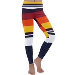 Retro Sunset Kids  Lightweight Velour Classic Yoga Leggings by tmsartbazaar