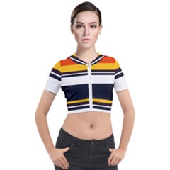 Retro Sunset Short Sleeve Cropped Jacket by tmsartbazaar