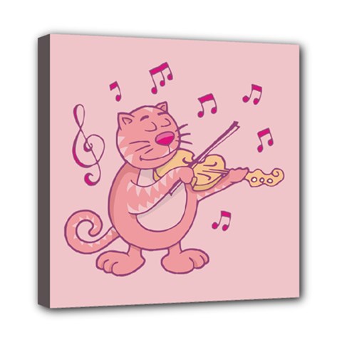 Cat With Violin Mini Canvas 8  X 8  (stretched) by sifis