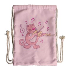 Cat With Violin Drawstring Bag (large) by sifis