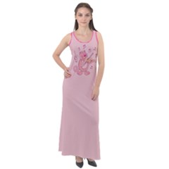 Cat With Violin Sleeveless Velour Maxi Dress by sifis