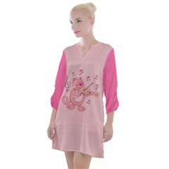 Cat With Violin Open Neck Shift Dress by sifis