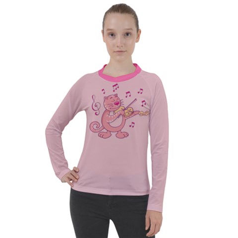 Cat With Violin Women s Pique Long Sleeve Tee by sifis